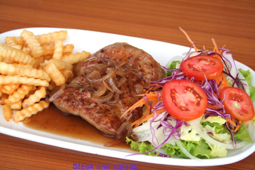 Steak and salads